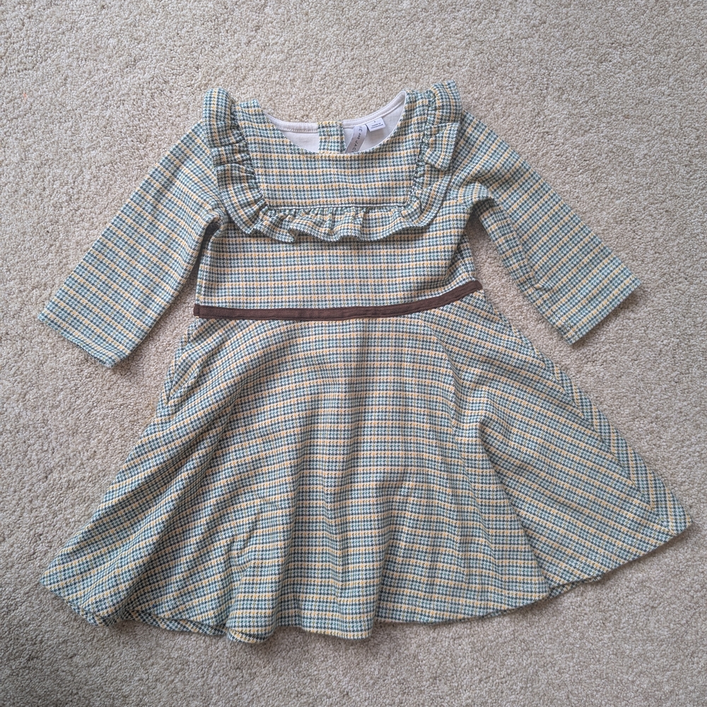 Janie and Jack Blue and Brown Checkered Dress